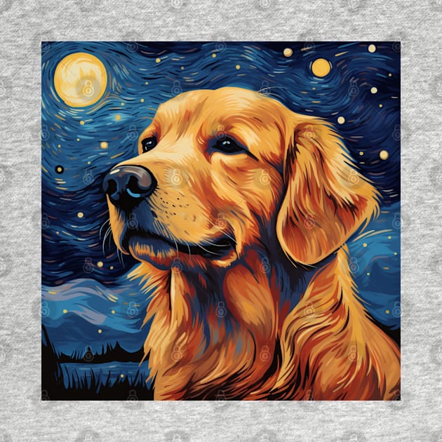 Golden Retriever Painted in Starry Night Style by NatashaCuteShop